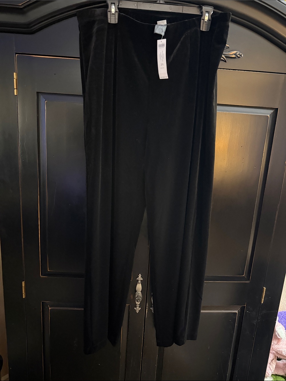 Chico's Black Velvet Wide-Leg Pull-On Pants